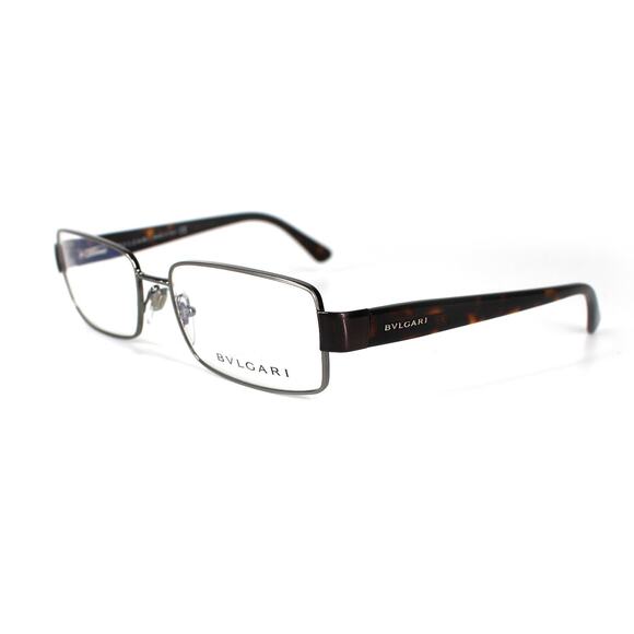 BVLGARI Brown Havana Silver Logo Rectangular Reading Eyeglasses NEW Italy - Picture 1 of 7